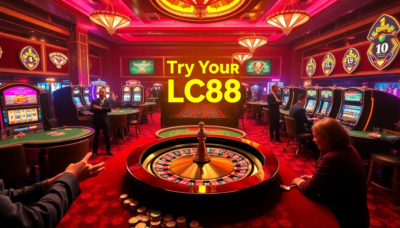 Experience the thrilling action as players enjoy high-stakes games at LC88 Casino, featuring exciting roulette and poker tables.