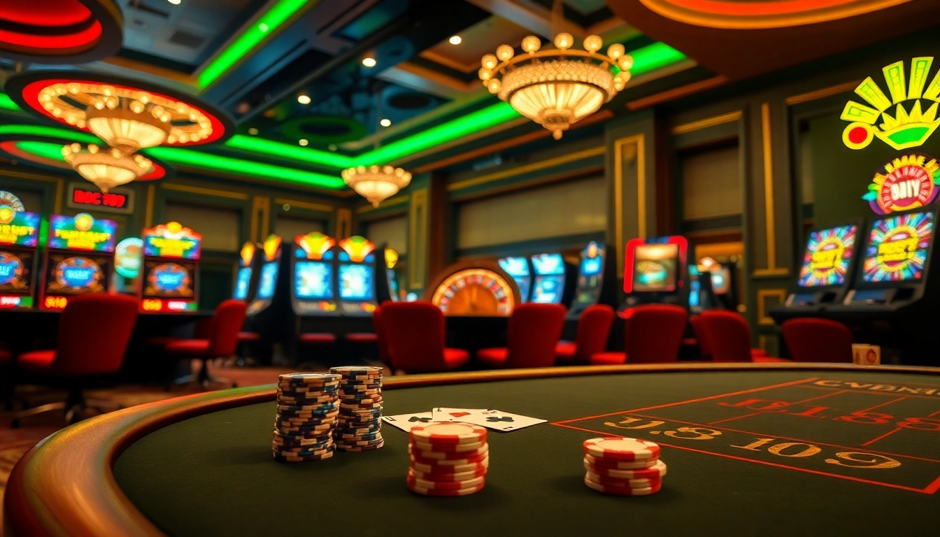 Experience the thrill of lc88 as players enjoy poker games with colorful chips and cards in an exciting casino atmosphere.